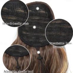 Drawstring Ponytail Hair Extension 16 Inch Synthetic Short Curly Wavy Fake Ponytail Extensions Natural Soft Clip in Ponytail Hairpieces for Women