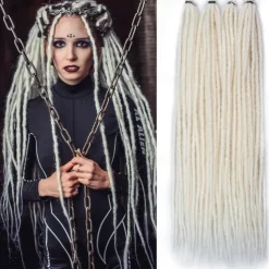 Dreadlock Extensions 24 Inch Synthetic Hippie Single Ended Dreads 15 Strands Ombre Brown 0.6 cm Width Loc Extensions Reggae Style Crochet Hair for Women