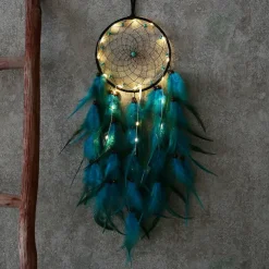 Dream Catcher LED Feather Light Creative Fairy Lamp Wall Hanging Holiday Decorations Bedroom Family Wedding Birthday Party Blessing Gift