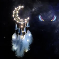 Dream Catcher LED Feather Light Creative Fairy Lamp Wall Hanging Holiday Decorations Bedroom Family Wedding Birthday Party Blessing Gift