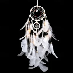 Dream Catcher LED Feather Light Creative Fairy Lamp Wall Hanging Holiday Decorations Bedroom Family Wedding Birthday Party Blessing Gift