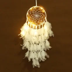 Dream Catcher LED Feather Light Creative Fairy Lamp Wall Hanging Holiday Decorations Bedroom Family Wedding Birthday Party Blessing Gift
