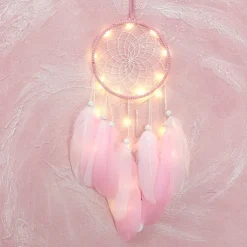 Dream Catcher LED Feather Light Creative Fairy Lamp Wall Hanging Holiday Decorations Bedroom Family Wedding Birthday Party Blessing Gift