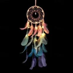 Dream Catcher LED Feather Light Creative Fairy Lamp Wall Hanging Holiday Decorations Bedroom Family Wedding Birthday Party Blessing Gift
