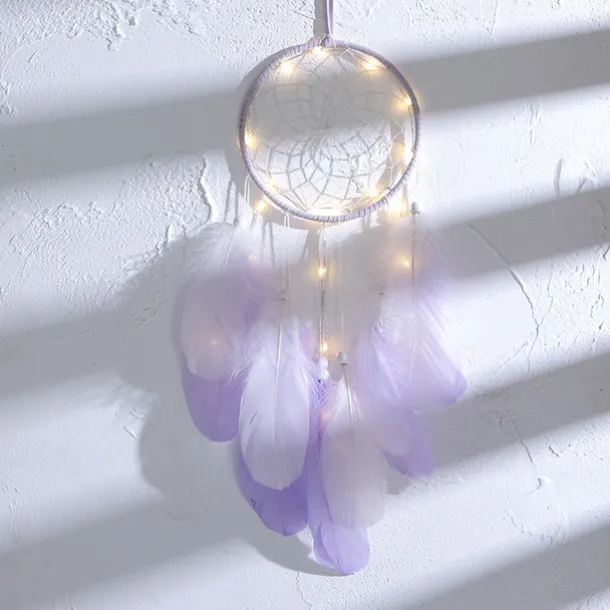 Dream Catcher LED Feather Light Creative Fairy Lamp Wall Hanging Holiday Decorations Bedroom Family Wedding Birthday Party Blessing Gift