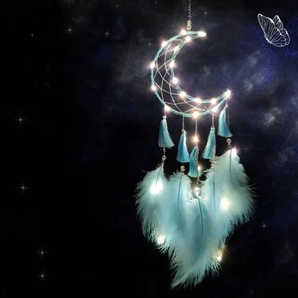 Dream Catcher LED Feather Light Creative Fairy Lamp Wall Hanging Holiday Decorations Bedroom Family Wedding Birthday Party Blessing Gift