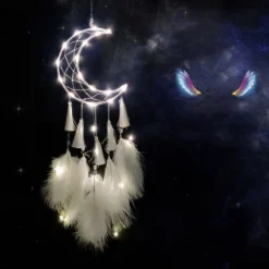 Dream Catcher LED Feather Light Creative Fairy Lamp Wall Hanging Holiday Decorations Bedroom Family Wedding Birthday Party Blessing Gift