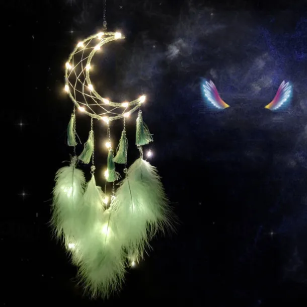 Dream Catcher LED Feather Light Creative Fairy Lamp Wall Hanging Holiday Decorations Bedroom Family Wedding Birthday Party Blessing Gift