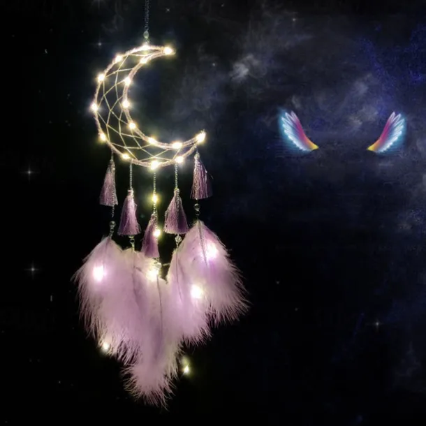 Dream Catcher LED Feather Light Creative Fairy Lamp Wall Hanging Holiday Decorations Bedroom Family Wedding Birthday Party Blessing Gift