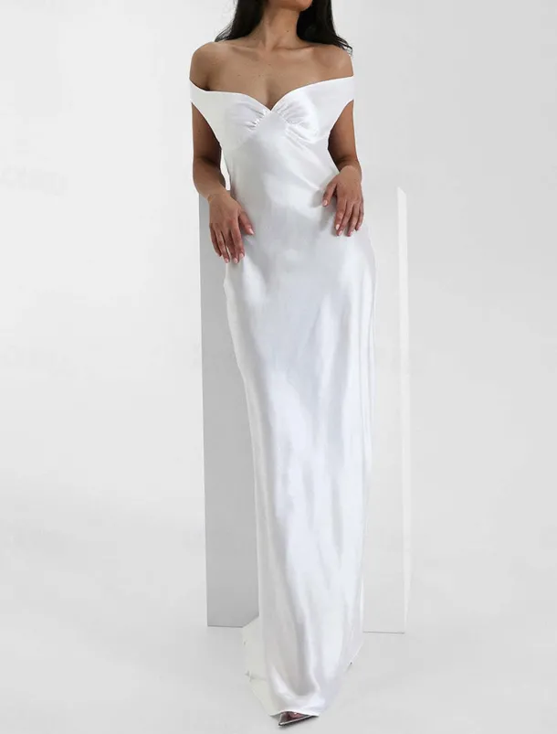 Dress Mermaid / Trumpet Party Dresses Elegant Dress Wedding Wedding Guest Floor Length Sleeveless Off Shoulder Backless with Ruched