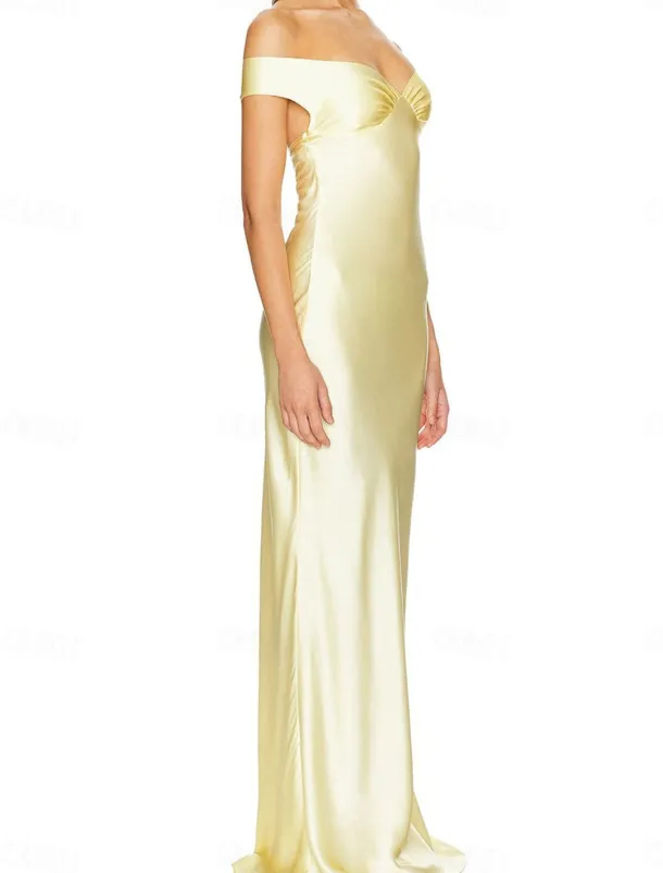 Dress Mermaid / Trumpet Party Dresses Elegant Dress Wedding Wedding Guest Floor Length Sleeveless Off Shoulder Backless with Ruched