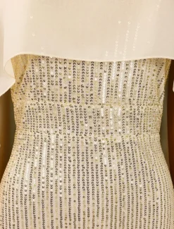 Dress Mother of the Bride Dress Elegant Crew Neck Floor Length Chiffon 3/4 Length Sleeve with Sequin