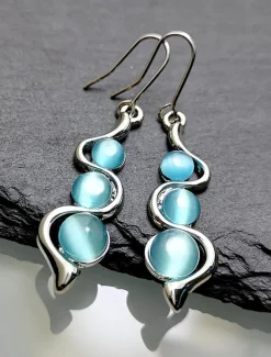 Drop Earrings Vintage Style Botanical Boho Earrings Jewelry Blue For Party Work 1 Pair