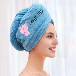 Dry Hair Cap Embroidery Cap Double-Layer Shower Cap Quick-Drying Strong Water Absorption Thickened Home Bag Hair Dry Hair Towel Back To School College Student