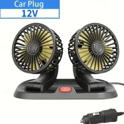 Dual Head USB Car Fan - High/Low Speeds Adjustable 5V/12V/24V Power - Effortless Car Cooling Solution for Portable Comfort