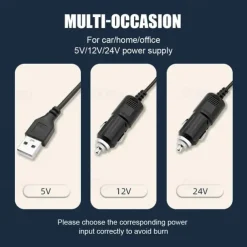 Dual Head USB Car Fan - High/Low Speeds Adjustable 5V/12V/24V Power - Effortless Car Cooling Solution for Portable Comfort