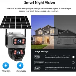 Dual Lens 4G Camera Solar PIR Human Detection Night Vision Waterproof Security Video IP Camara 8MP 4K Battery CCTV Monitor
