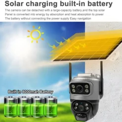 Dual Lens 4G Camera Solar PIR Human Detection Night Vision Waterproof Security Video IP Camara 8MP 4K Battery CCTV Monitor