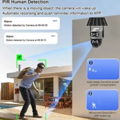 Dual Lens 4G Camera Solar PIR Human Detection Night Vision Waterproof Security Video IP Camara 8MP 4K Battery CCTV Monitor