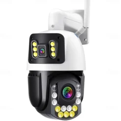 Dual Lens Outdoor WiFi Security Camera - Wireless IP Camera AI Body Tracking Colour Night Vision Two-Way Audio Waterproof Pan/Tilt Rotation