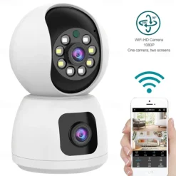Dual Lens WiFi Camera Baby Monitor Smart Home Auto Tracking Indoor Home Security CCTV Video Surveillance
