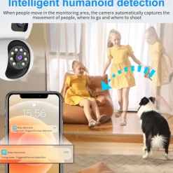 Dual Lens WiFi Camera Baby Monitor Smart Home Auto Tracking Indoor Home Security CCTV Video Surveillance