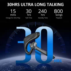 Dual-Mic AI Noise Cancelling Bluetooth Headset for Cell Phones, 30Hrs HD Talktime 10 Days Standby Wireless Bluetooth Earpiece IPX6 Waterproof Ultra-Light Wireless Headset Truckers/Office/Business