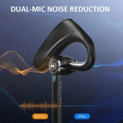 Dual-Mic AI Noise Cancelling Bluetooth Headset for Cell Phones, 30Hrs HD Talktime 10 Days Standby Wireless Bluetooth Earpiece IPX6 Waterproof Ultra-Light Wireless Headset Truckers/Office/Business