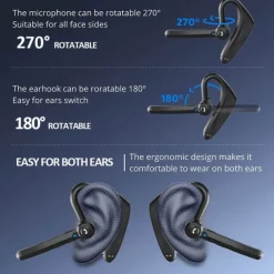 Dual-Mic AI Noise Cancelling Bluetooth Headset for Cell Phones, 30Hrs HD Talktime 10 Days Standby Wireless Bluetooth Earpiece IPX6 Waterproof Ultra-Light Wireless Headset Truckers/Office/Business