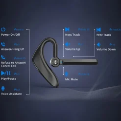 Dual-Mic AI Noise Cancelling Bluetooth Headset for Cell Phones, 30Hrs HD Talktime 10 Days Standby Wireless Bluetooth Earpiece IPX6 Waterproof Ultra-Light Wireless Headset Truckers/Office/Business