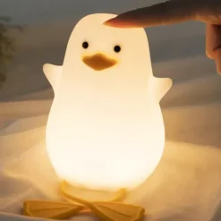 Duck LED Night Lights Cute Silicone Lamp Rechargeable USB Sensor Timing Bedside Lamp For Bedroom Kids Gift