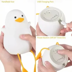 Duck LED Night Lights Cute Silicone Lamp Rechargeable USB Sensor Timing Bedside Lamp For Bedroom Kids Gift