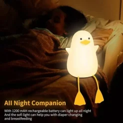 Duck LED Night Lights Cute Silicone Lamp Rechargeable USB Sensor Timing Bedside Lamp For Bedroom Kids Gift