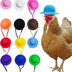 Durable Polyester Fiber Fun Chicken Hat with Drawstring Closure for Poultry Protection, Suitable for Various Chicken Breeds