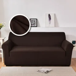 Dustproof All-powerful Slipcovers Stretch Sofa Cover Burgundy Super Soft Fabric Couch Cover With One Free Boster Case(Chair/Love Seat/3 Seats/4 Seats)