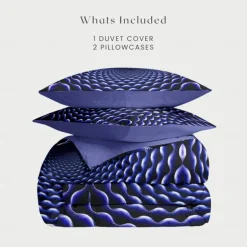 Duvet Cover Set with Optical Illusion Graphic Prints, 100% Cotton Bedding Set, Ultra-Soft and Breathable Material, Includes Duvet Cover and Pillowcases, Modern and Stylish Design, Durable