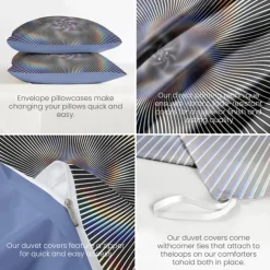 Duvet Cover Set with Optical Illusion Graphic Prints, 100% Cotton Bedding Set, Ultra-Soft and Breathable Material, Includes Duvet Cover and Pillowcases, Modern and Stylish Design, Durable