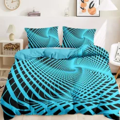 Duvet Cover Set with Optical Illusion Graphic Prints, 100% Cotton Bedding Set, Ultra-Soft and Breathable Material, Includes Duvet Cover and Pillowcases, Modern and Stylish Design, Durable