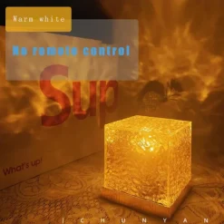 Dynamic Rotating Water Ripple Night Light with Remote Control 16-Color Rotating Water Pattern Flame Crystal Projector for Living RoomStudy Bedroom