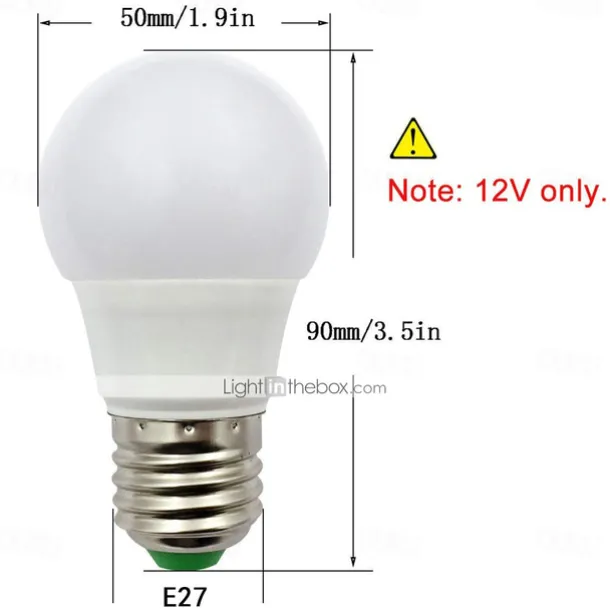 E26 E27 LED Light Bulb 3W 12V AC/DC Lamp Warm White 35W Equivalent Halogen for Off-Grid Solar System Lighting RV Solar Panel Project