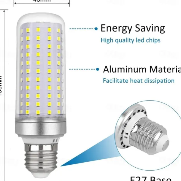 E27 LED Corn Light Bulbs - 40W Non-Dimmable 175V-265V for Home Lighting, Wall, Floor Lamps & Chandeliers 3PCS