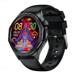 E480 Smart Watch 1.43 inch Smartwatch Fitness Running Watch Bluetooth ECG+PPG Temperature Monitoring Pedometer Compatible with Android iOS Women Men Long Standby Hands-Free Calls Waterproof IP 67