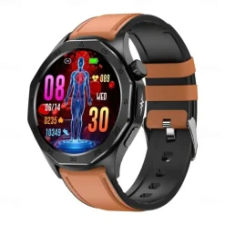 E480 Smart Watch 1.43 inch Smartwatch Fitness Running Watch Bluetooth ECG+PPG Temperature Monitoring Pedometer Compatible with Android iOS Women Men Long Standby Hands-Free Calls Waterproof IP 67