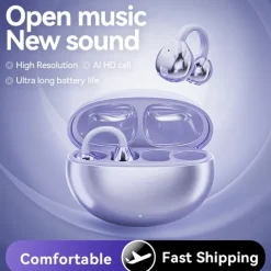 Ear Clip with Wireless Charging Case Hands Free Telephone Driving Bluetooth 5.3 Sports Ergonomic Design Stereo for Workout