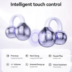 Ear Clip with Wireless Charging Case Hands Free Telephone Driving Bluetooth 5.3 Sports Ergonomic Design Stereo for Workout