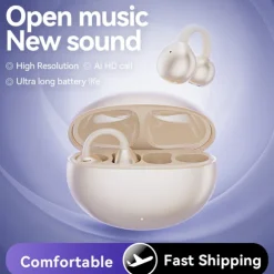 Ear Clip with Wireless Charging Case Hands Free Telephone Driving Bluetooth 5.3 Sports Ergonomic Design Stereo for Workout