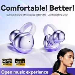 Ear Clip with Wireless Charging Case Hands Free Telephone Driving Bluetooth 5.3 Sports Ergonomic Design Stereo for Workout