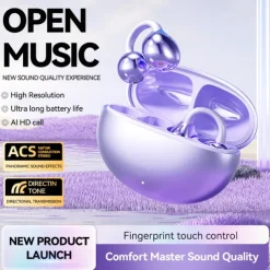 Ear Clip with Wireless Charging Case Hands Free Telephone Driving Bluetooth 5.3 Sports Ergonomic Design Stereo for Workout