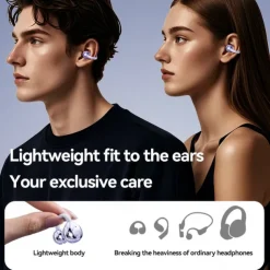 Ear Clip with Wireless Charging Case Hands Free Telephone Driving Bluetooth 5.3 Sports Ergonomic Design Stereo for Workout