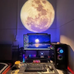 Earth Moon Projection Lamp Star Projector Planet Projector Background Atmosphere Led Night Light for Kids Bedroom Wall Decoration